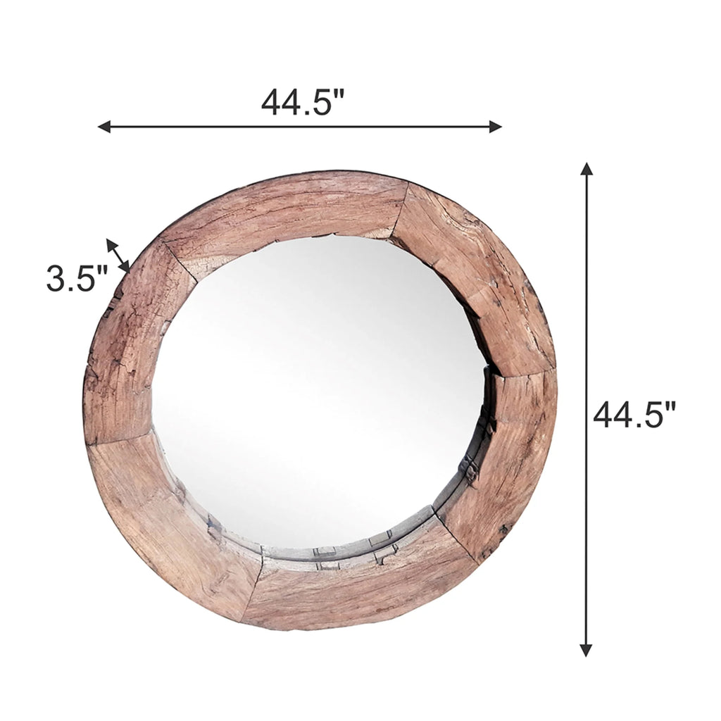 Wagon Wheel Wall Mirror with Wooden Frame D679392