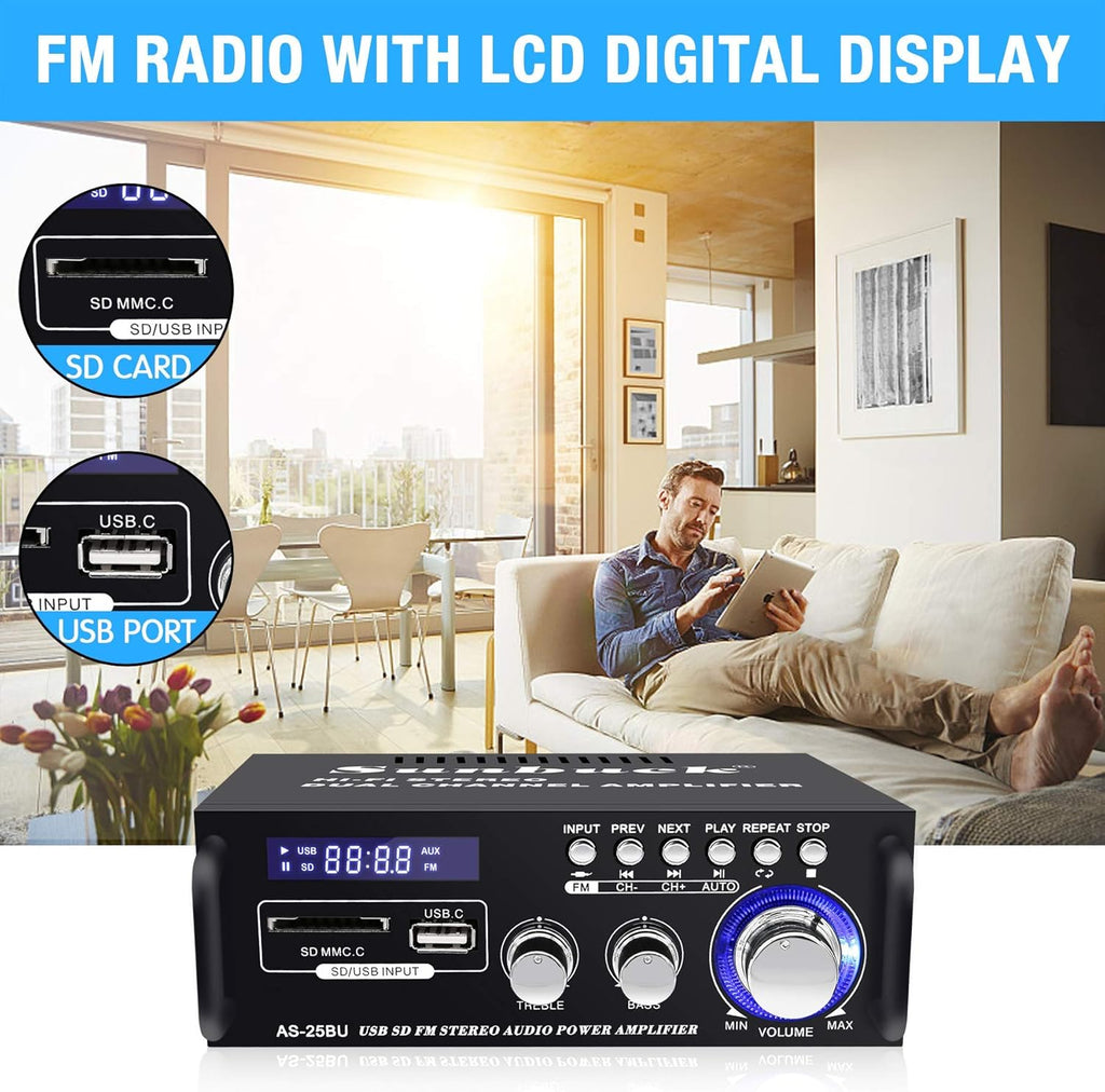 180W Wireless Bluetooth Stereo Amplifier, Dual Channel, Pack of 2 F15816