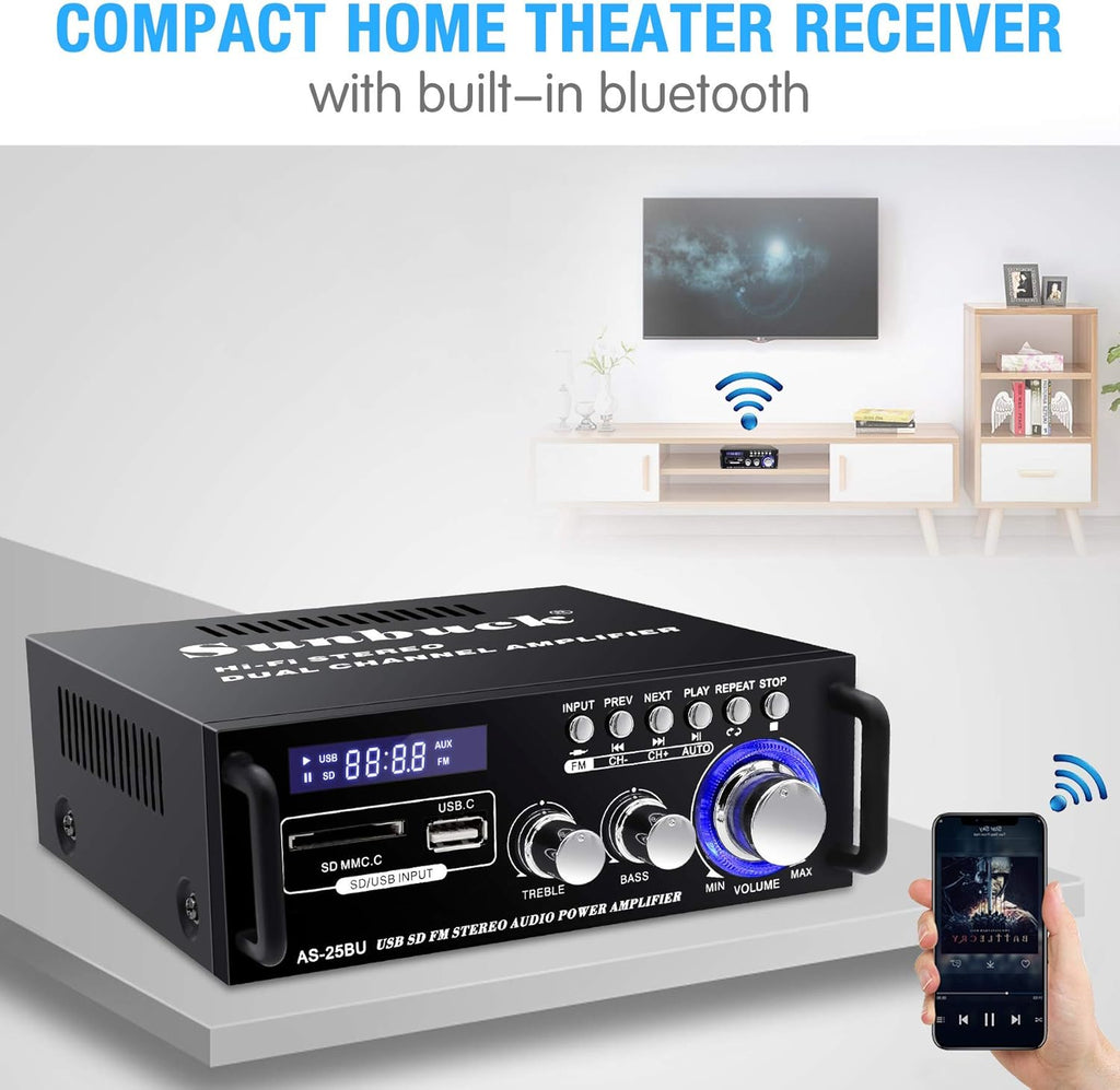 180W Wireless Bluetooth Stereo Amplifier, Dual Channel, Pack of 2 F15816