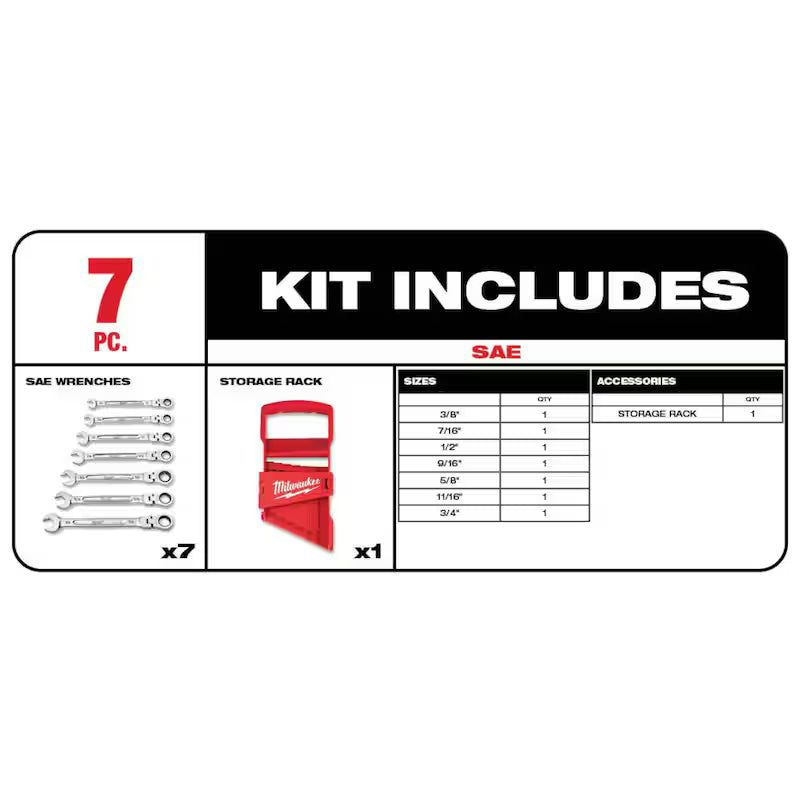 14-Piece Flex-Head Ratcheting Combination Wrench Set SAE and METRIC A212057