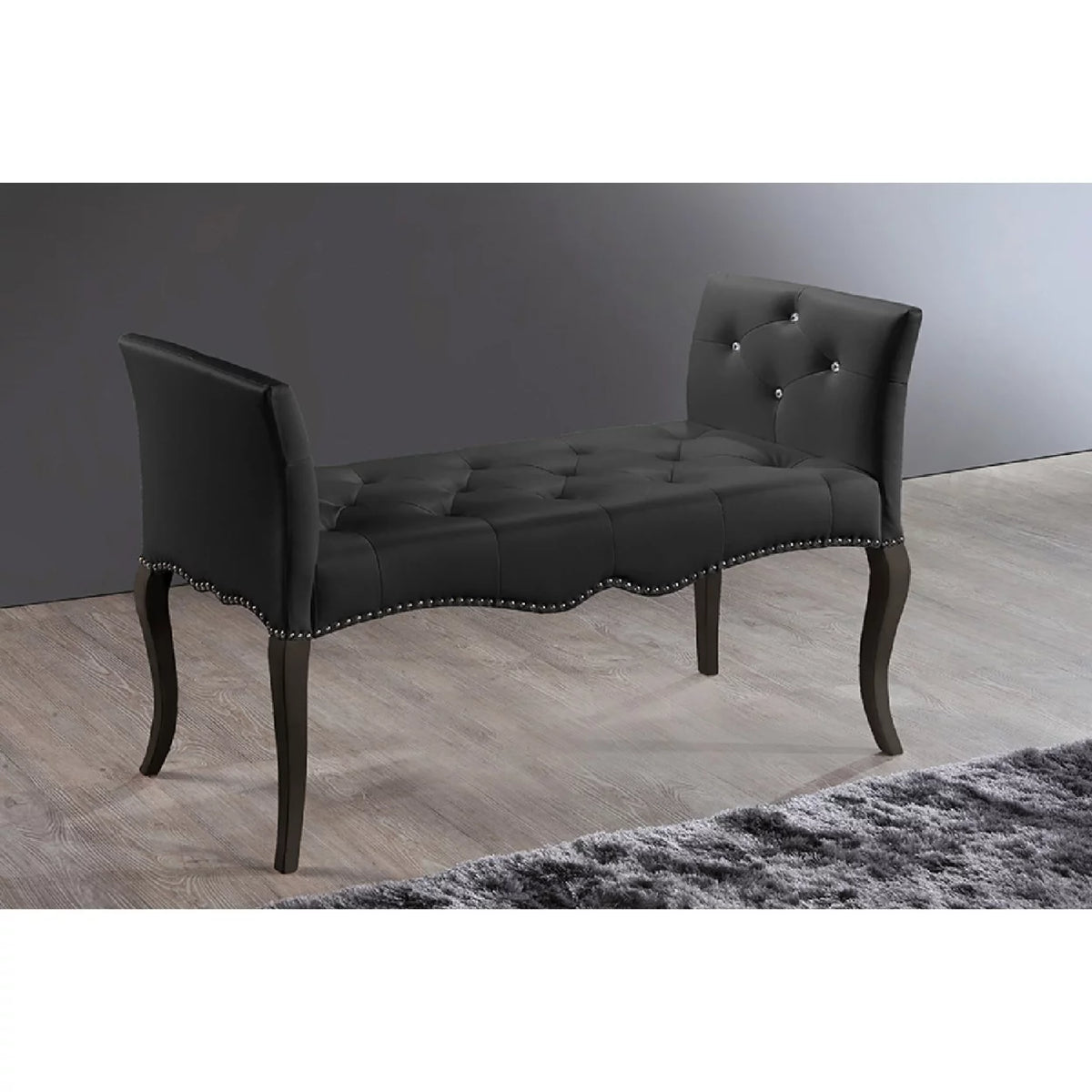 Black Faux Leather Seating Bench M1886
