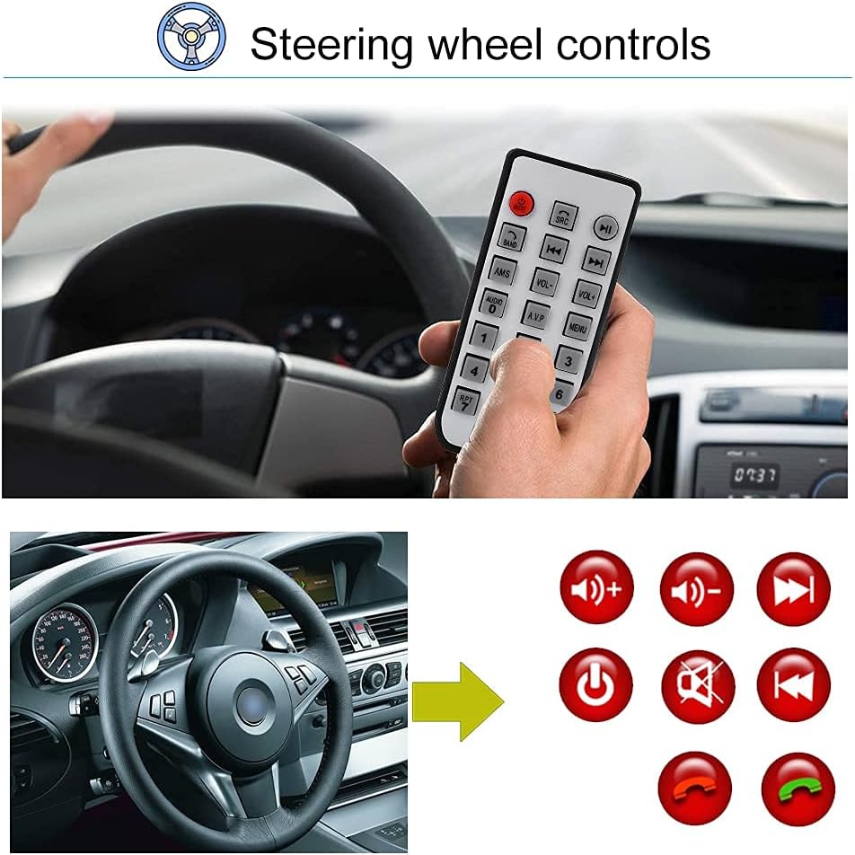 Single Din Car Stereo with Bluetooth, 7 Retractable Touch Screen Car Radio Receiver with Backup Camera T3139