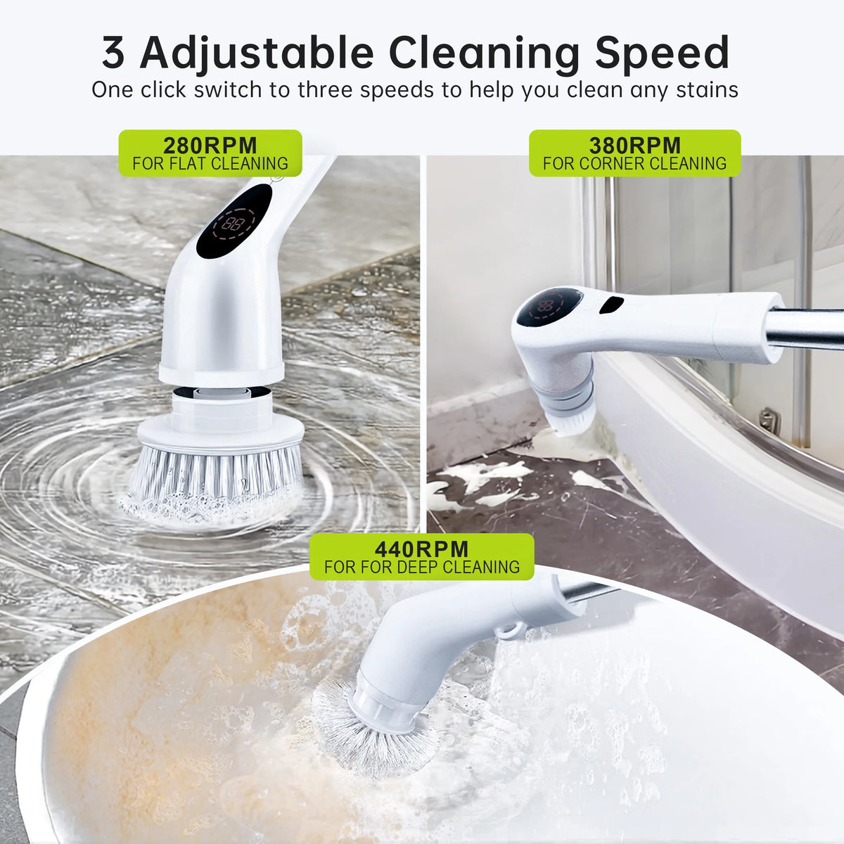 Cordless Electric Spin Scrubber with 9 Replaceable Brush Heads X7423