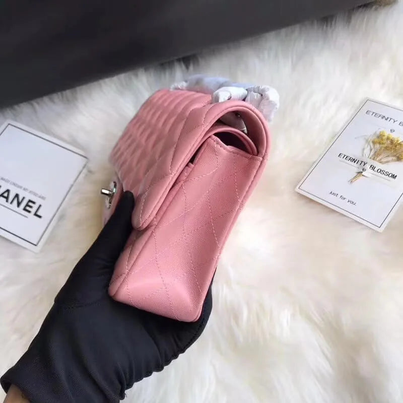 Pink Lambskin Leather Flap Bag X4720