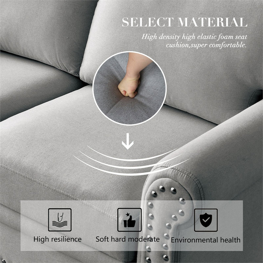 Gray Linen Fabric Storage Sofa D357