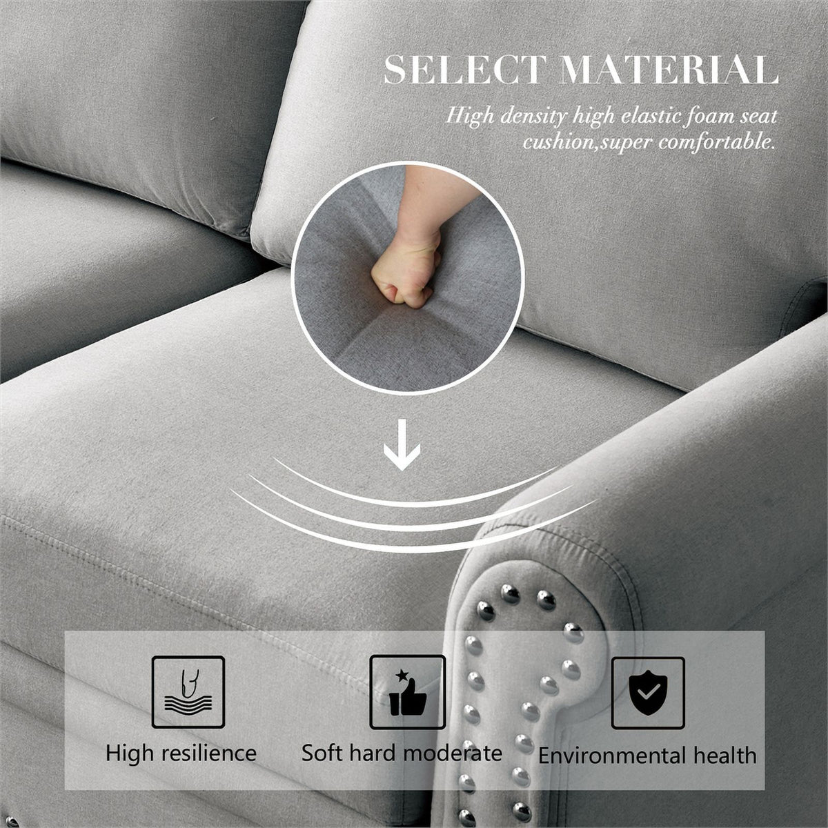 Gray Linen Fabric Storage Sofa D357