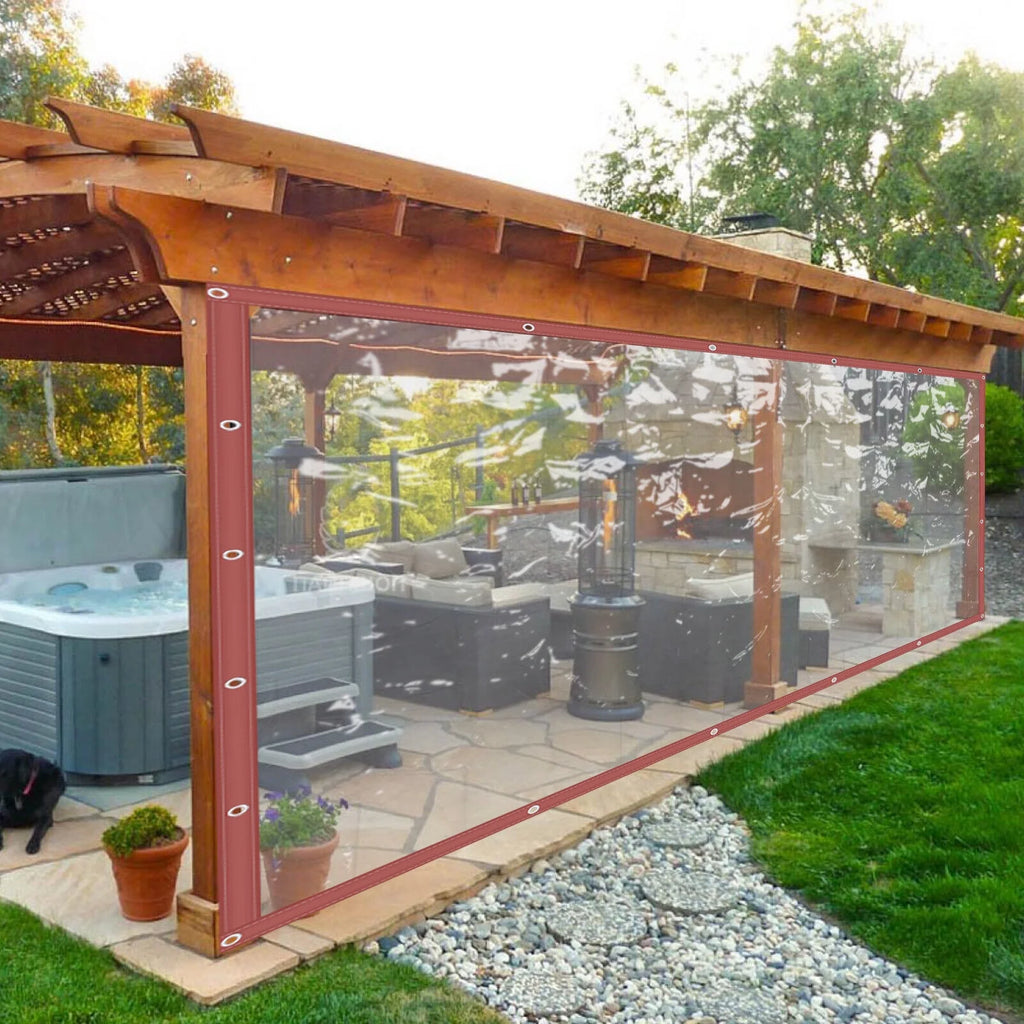 Brown Clear Awning Canopy Tarpaulin F4901