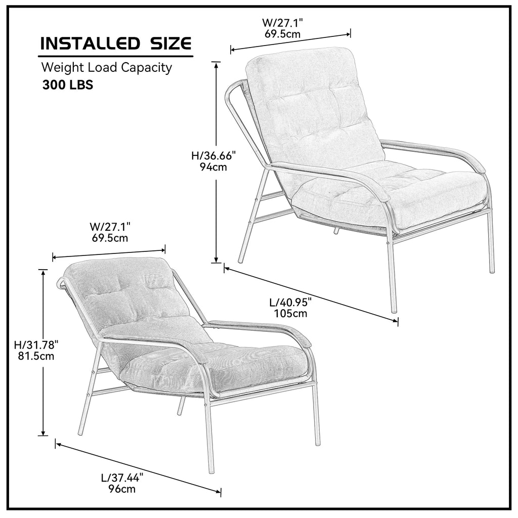 Turquoise Iron Arm Chair with Metal Legs A149