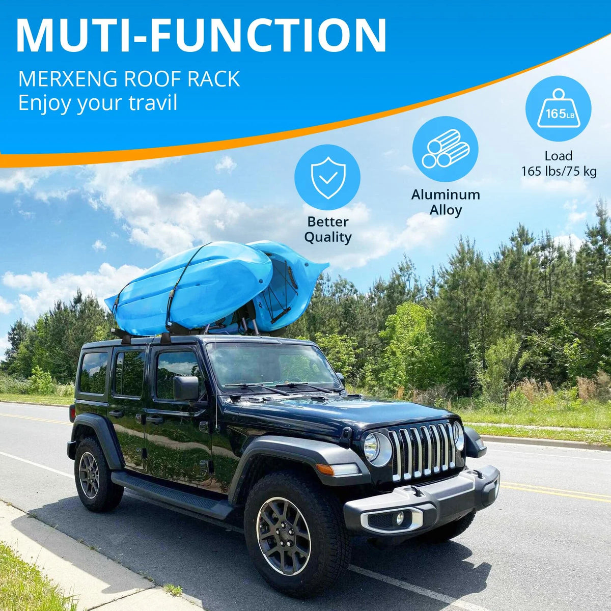 Heavy Duty Steel Roof Rack Cross Bar for Jeep Wrangler JK JL Unlimited G455