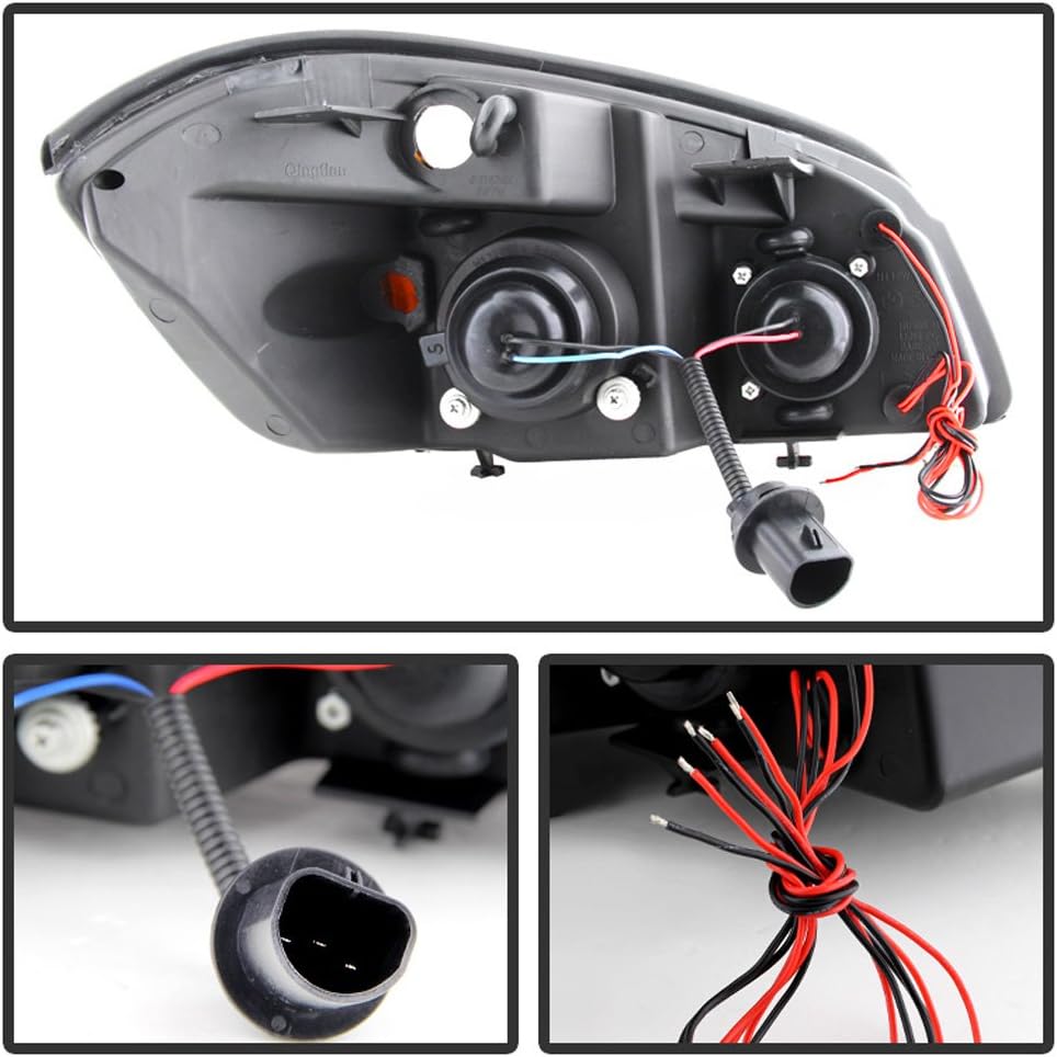 Black LED DRL Halo Projector Headlights Driver Passenger Side V36423
