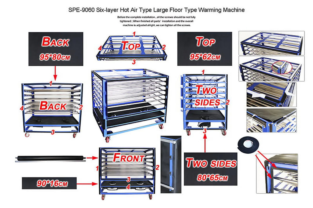 Large Warming Machine Six-layer Hot Air Floor Type Vertical Screen Drying Cabinet 35"x24" H6314