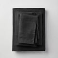 Full 100% Washed Hemp Solid Sheet Set Washed Black P150182