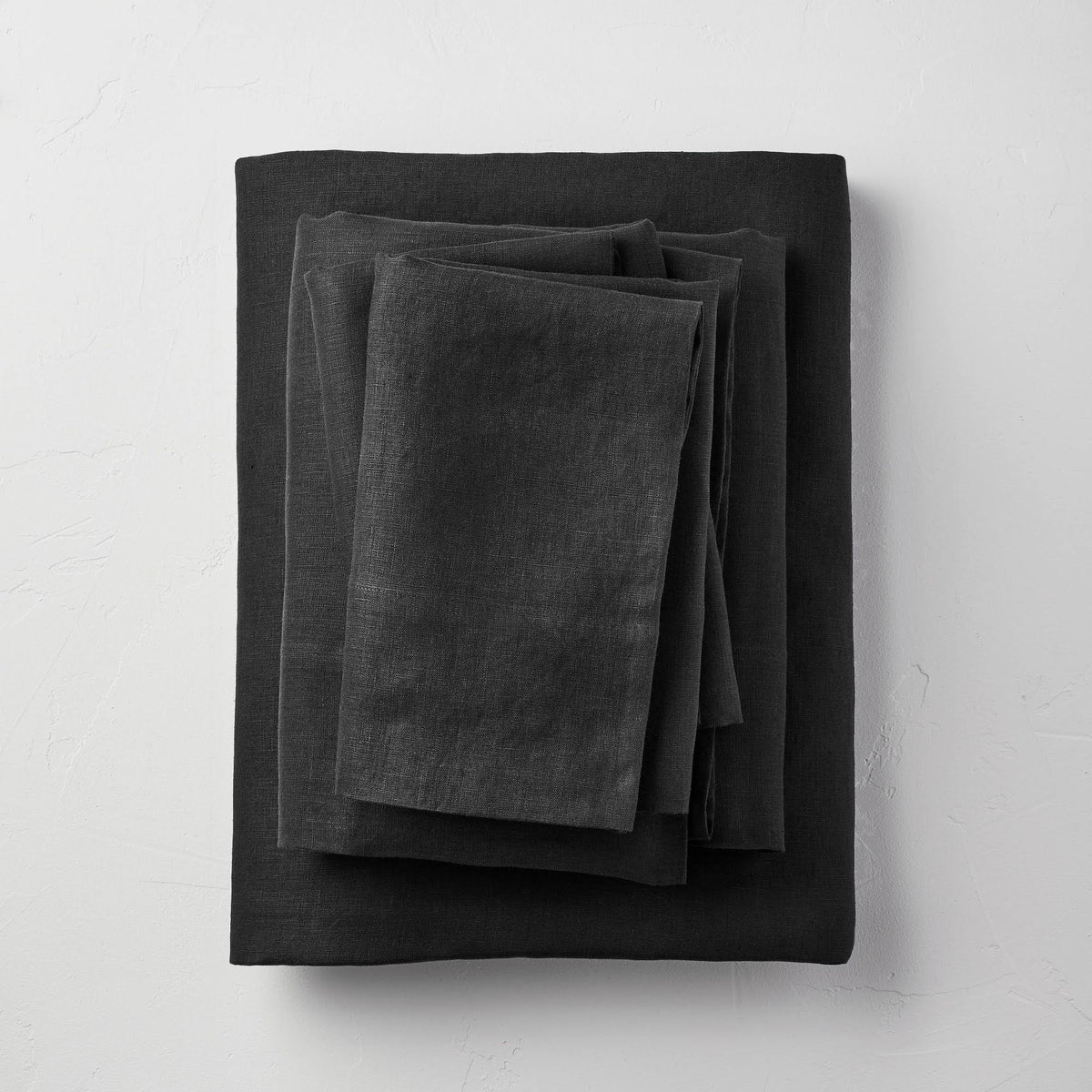 Full 100% Washed Hemp Solid Sheet Set Washed Black P150182
