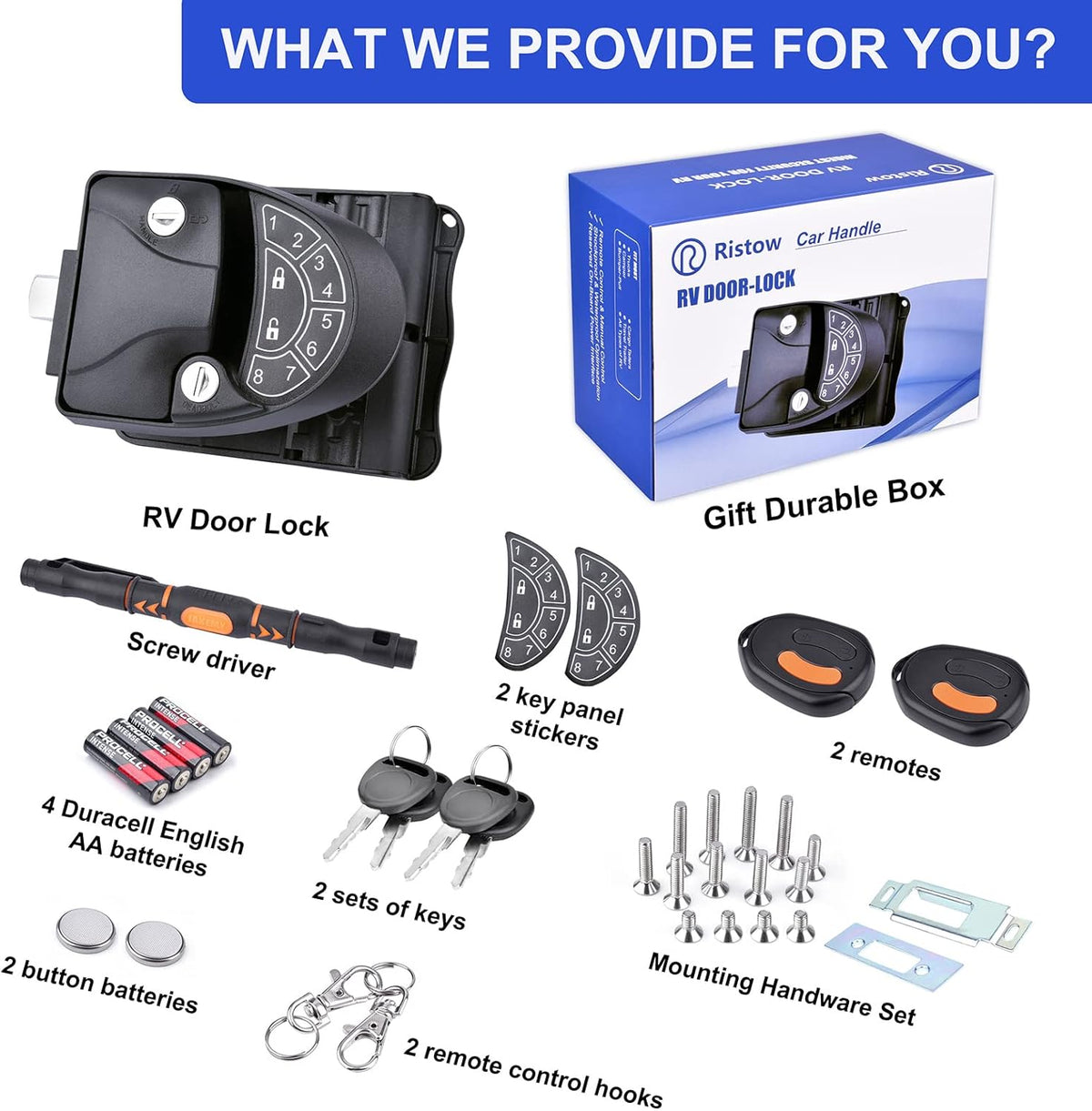 RV Keyless Entry Door Lock with Backlit Keypad and 2 Key Fobs, Pack of 2 Z4577