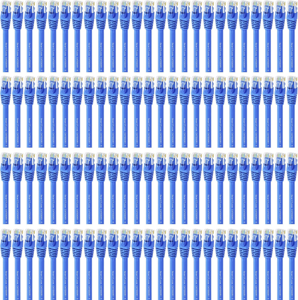 100-Pack Cat5e Ethernet Patch Cable 1.5 Feet Blue C4013