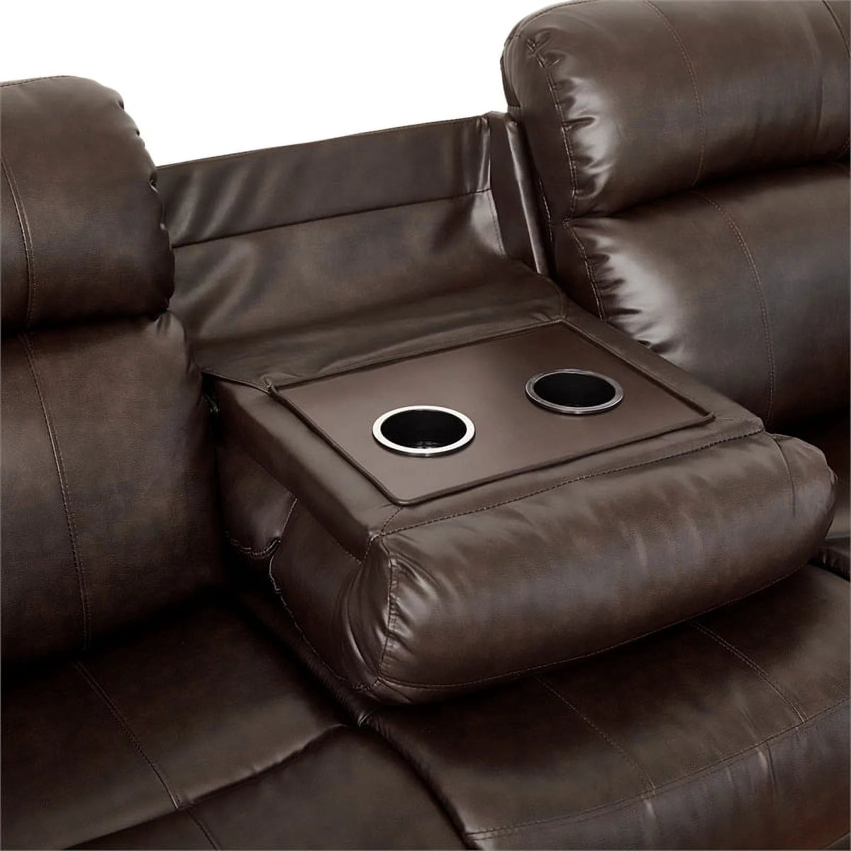 Brown Double Reclining Sofa with Cup Holders N2525