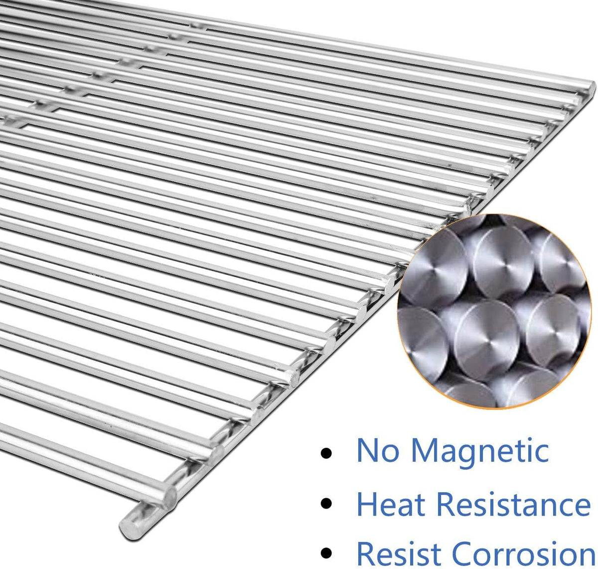 Solid 304 Stainless Steel Grill Grates Replacement, 2 Pcs 17 3/8" Pack of 2 V387