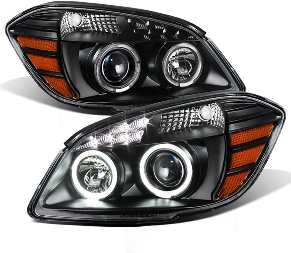 Black LED DRL Halo Projector Headlights Driver Passenger Side V36423
