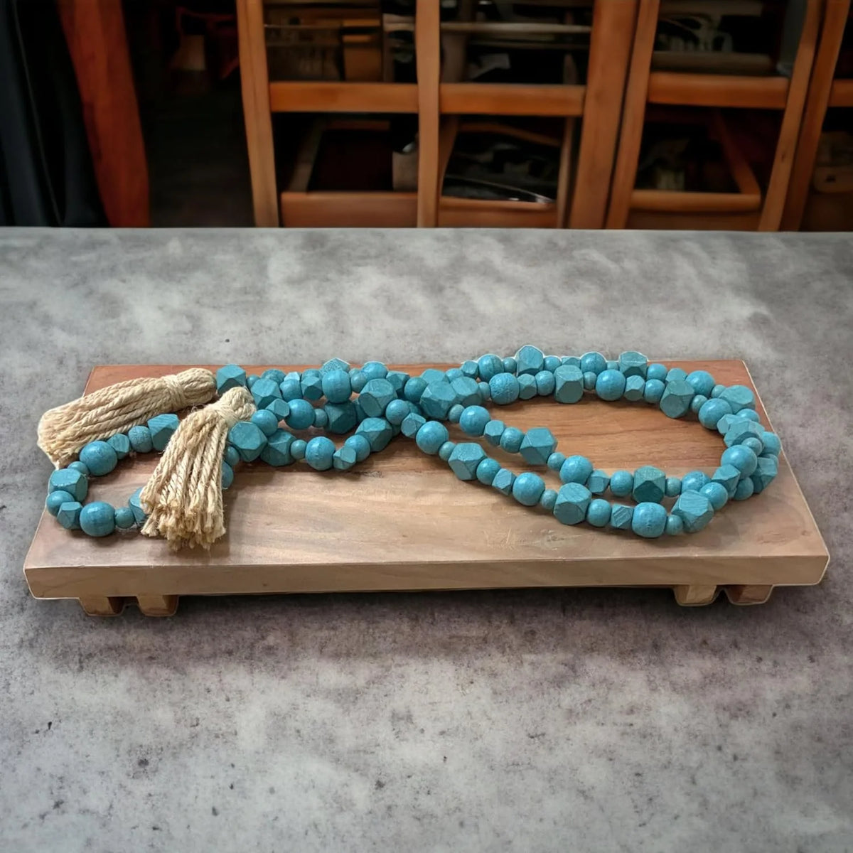 Wooden Bead With Jute Tassels Z693