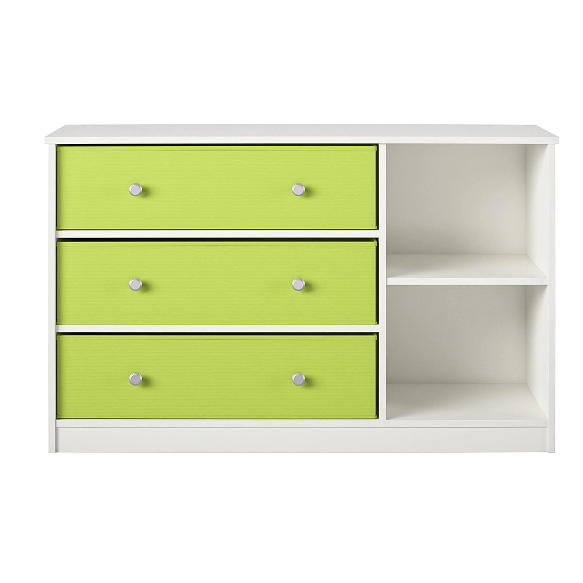 White Wide Dresser with 3 Fabric Bins N30046