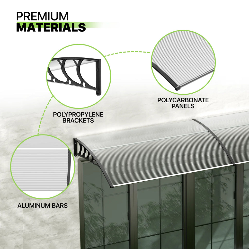 Black Polycarbonate Window Awning & Door Canopy (118x 35) U375885