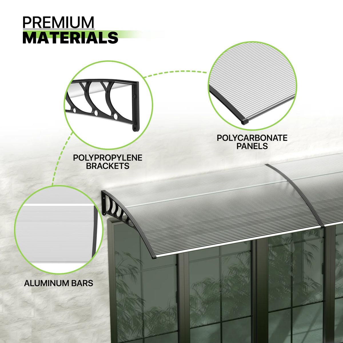 Black Polycarbonate Window Awning & Door Canopy (118x 35) U375885