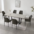 Extendable Solid Wood Dining Table Set with 6 Upholstered Chairs U880