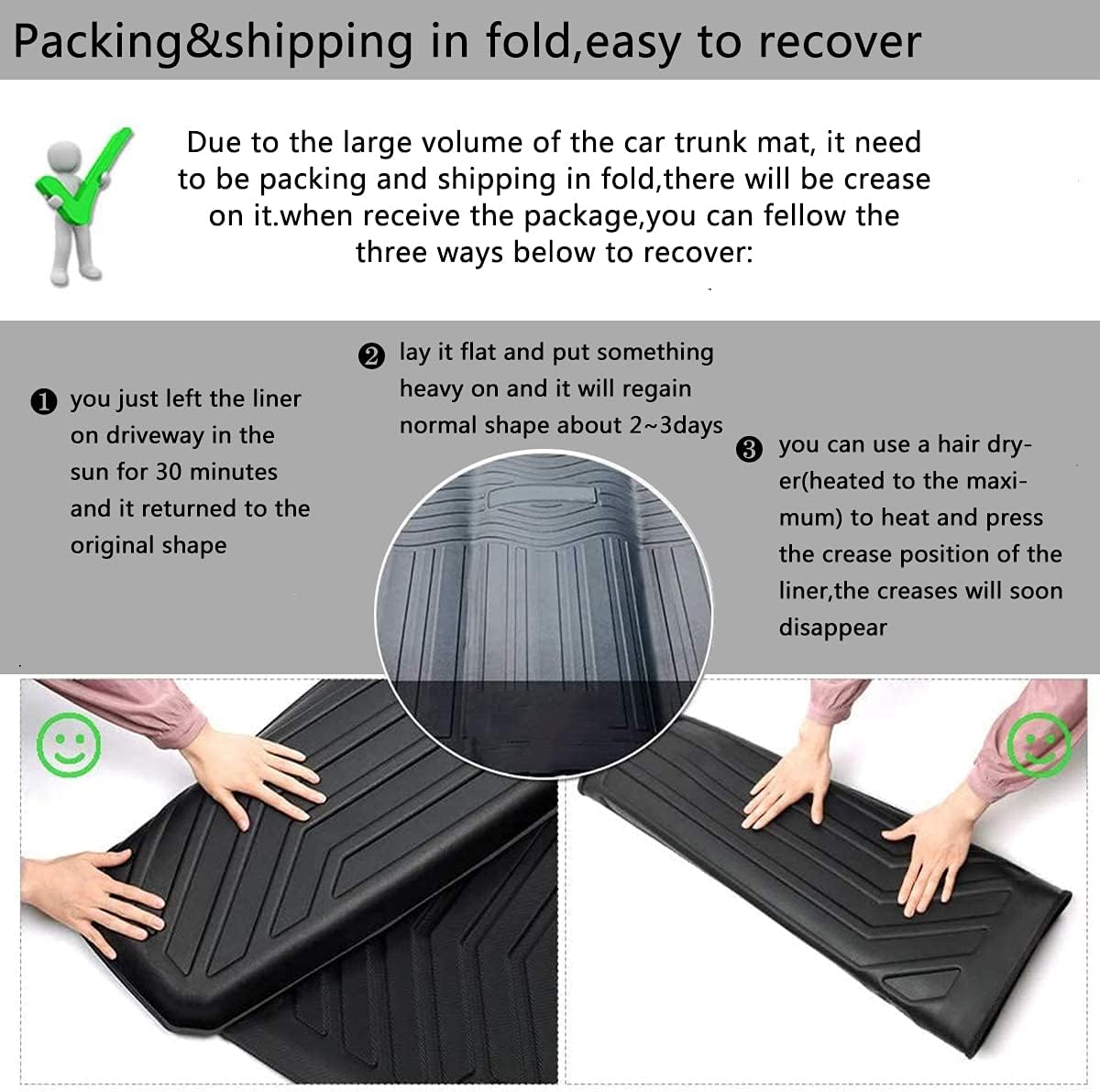 Ford Fusion Cargo Liner Trunk Mat All-Weather Pack of 2 Z90926