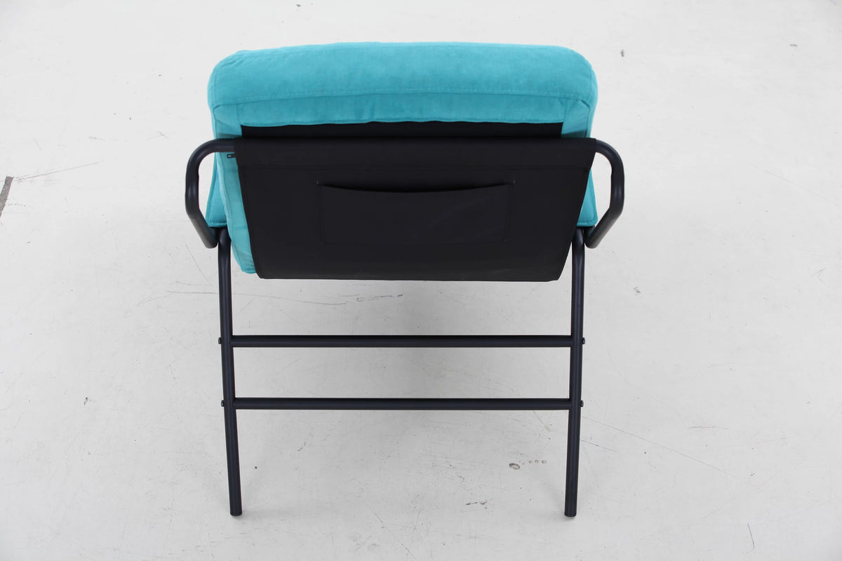 Turquoise Iron Arm Chair with Metal Legs A149
