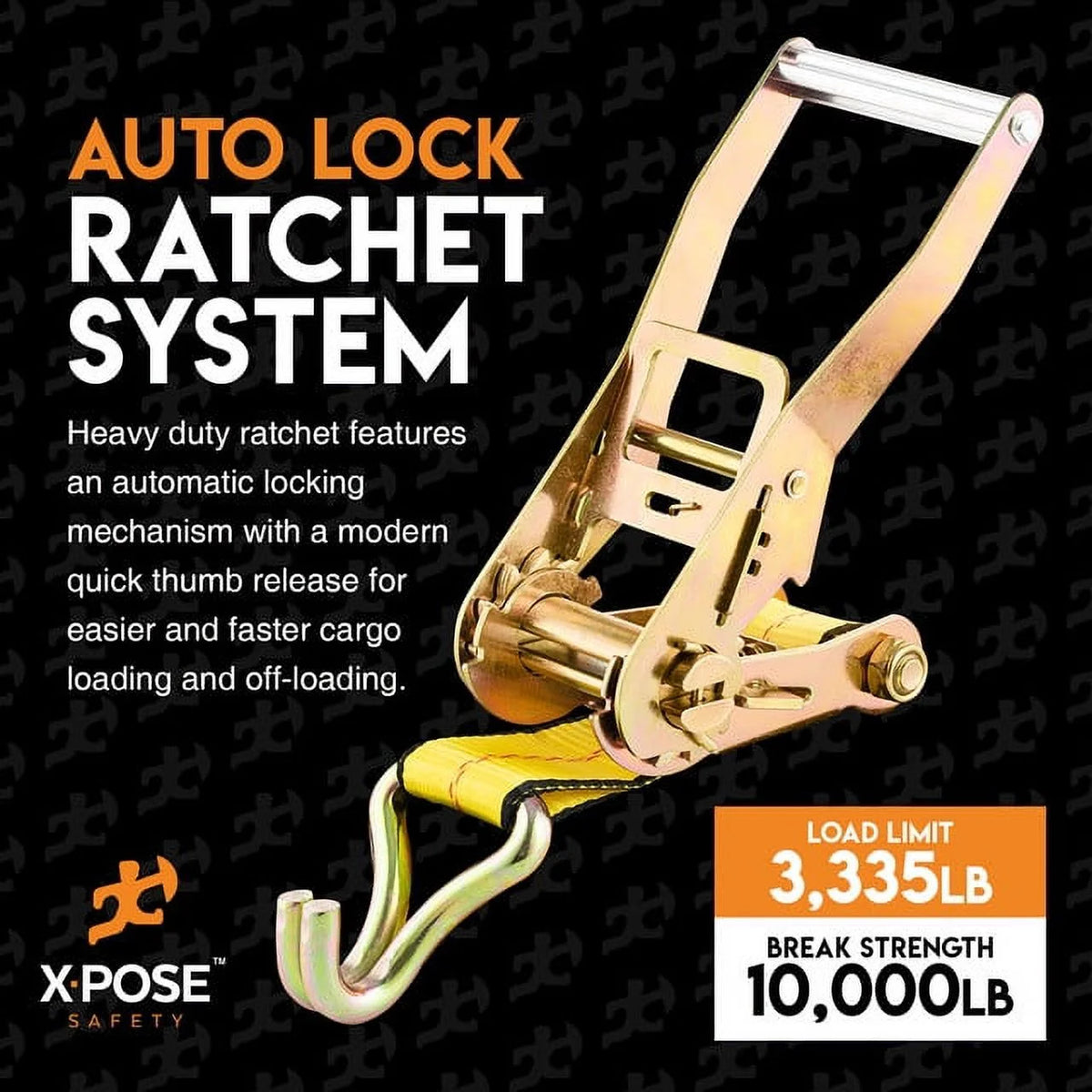 2 Inch x 15 Foot Ratchet Tie Down Straps with Double J Hooks C738536