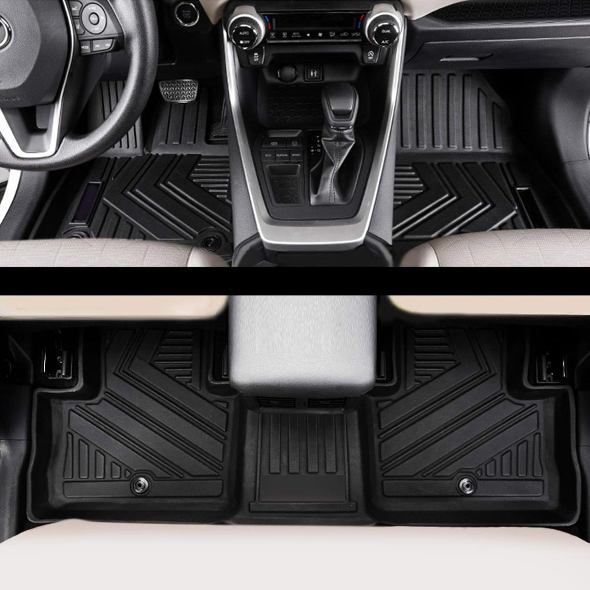 Car Floor Mats & Cargo Liners Trunk Mats Set Compatible for Toyota Rav4 2019 2020 2021 2022 Rubber Mat T5581