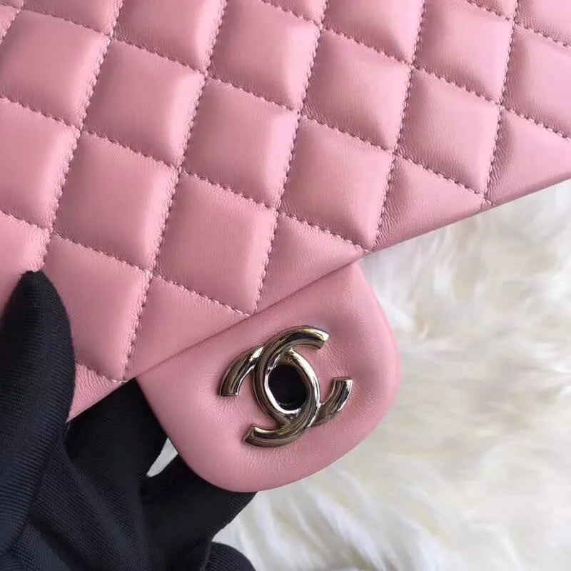 Pink Lambskin Leather Flap Bag X4720