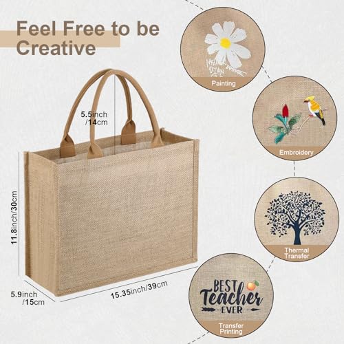 10 Pack Reusable Jute Canvas Tote Bags with Handles X1782