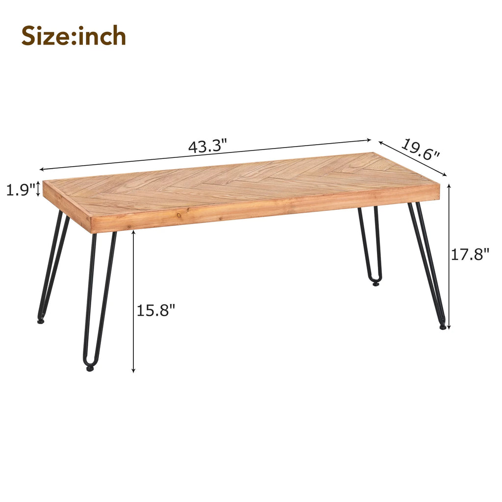 Modern Coffee Table with Chevron Pattern and Metal Hairpin Legs T831