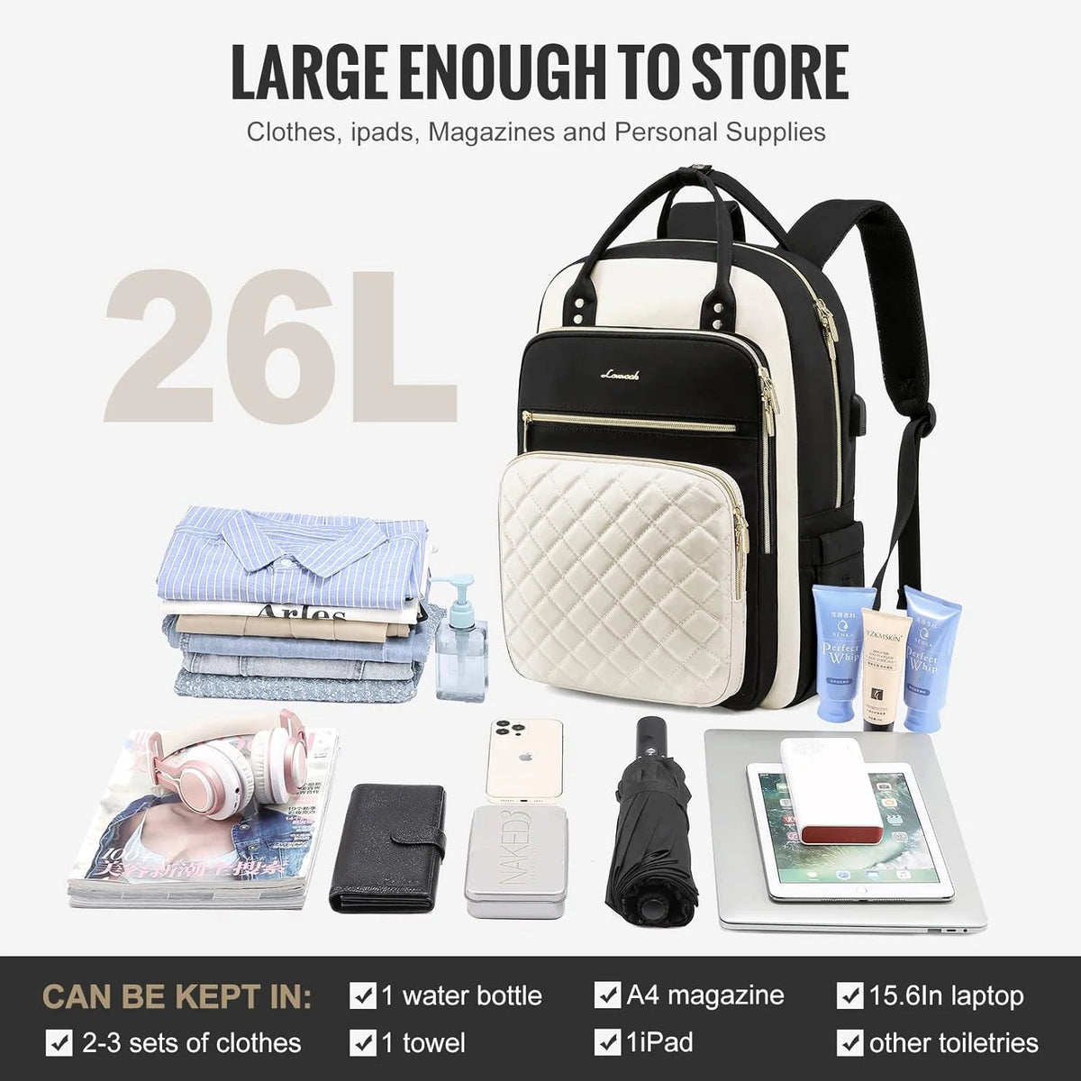 Laptop Backpack with 15.6 inch Laptop Compartment, Lightweight Travel Daypack with USB Port O79440