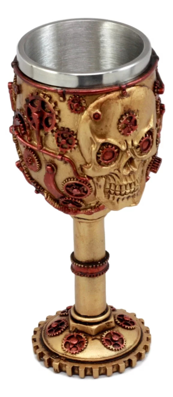 Steampunk Skull Face Wine Goblet 6oz X948400