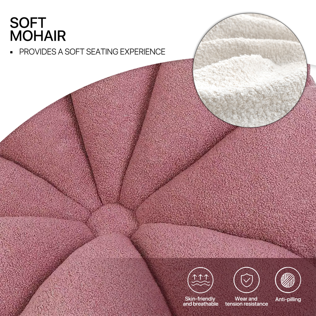 Rosewood Pink Mohair Blooming Flower Lazy Sofa E1006