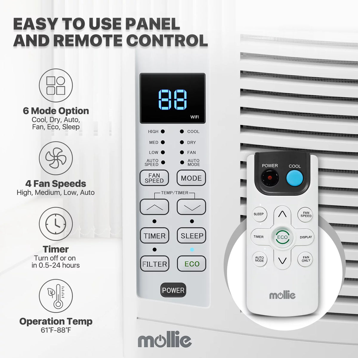 6,000 BTU Smart Window Air Conditioner with WiFi, White L21679