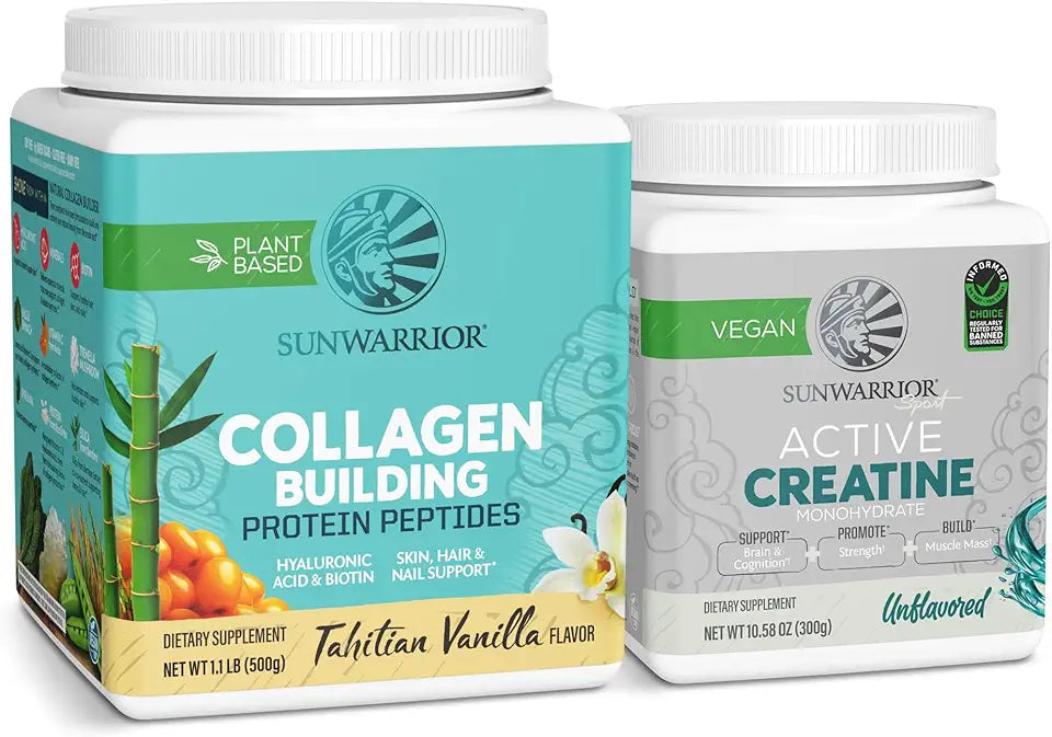 Vegan Collagen Building Powder Vanilla 20 Servings & Micronized Creatine Unflavored 60 Servings G3453