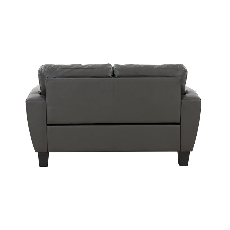 Gray Top Grain Leather Loveseat R263