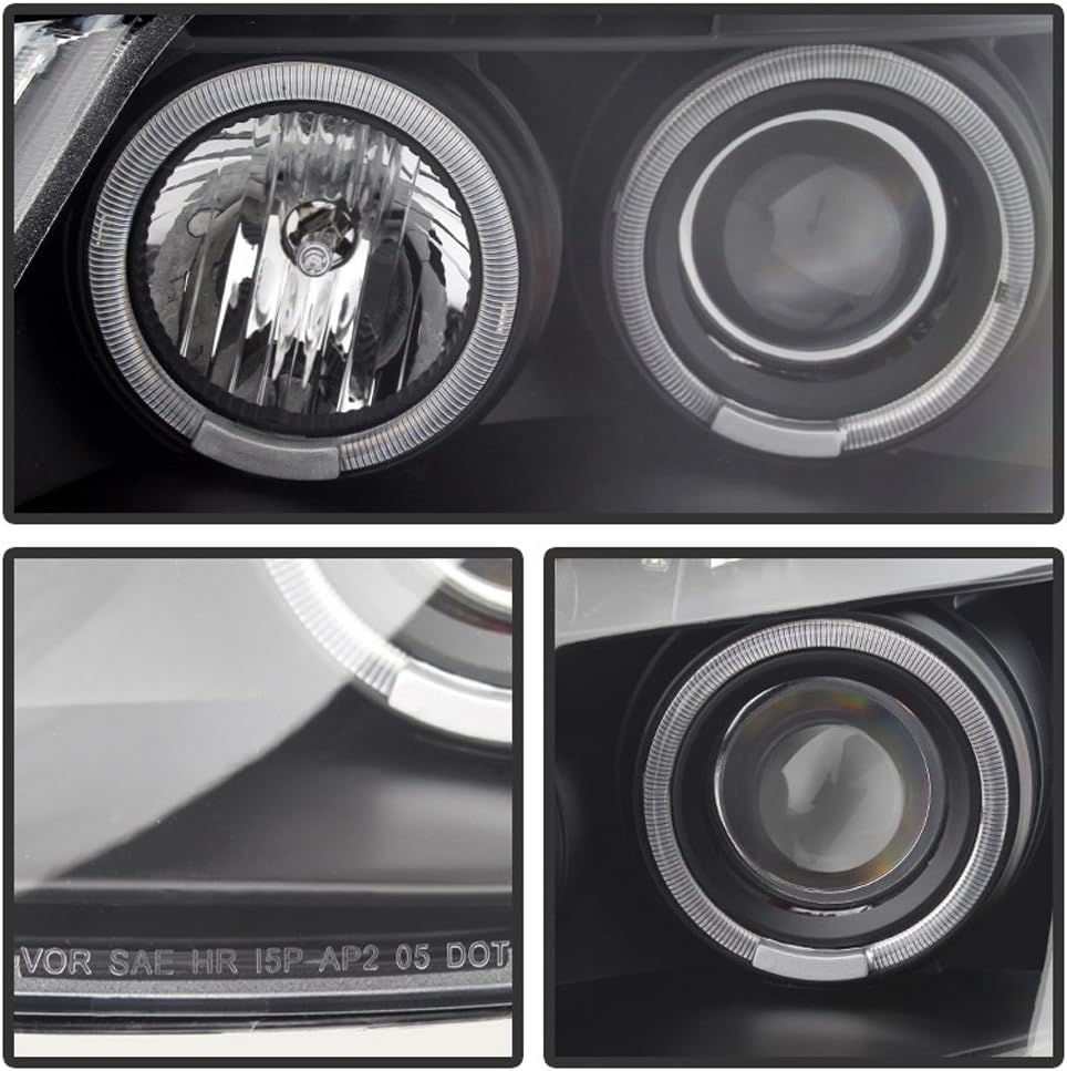 Black LED DRL Halo Projector Headlights Driver Passenger Side V36423