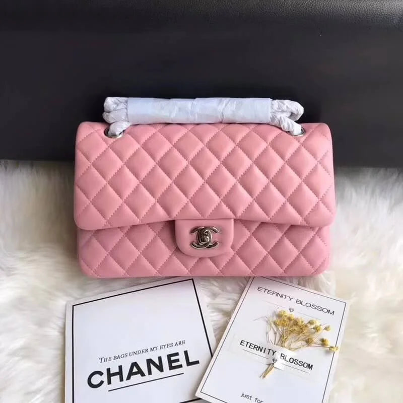 Pink Lambskin Leather Flap Bag X4720