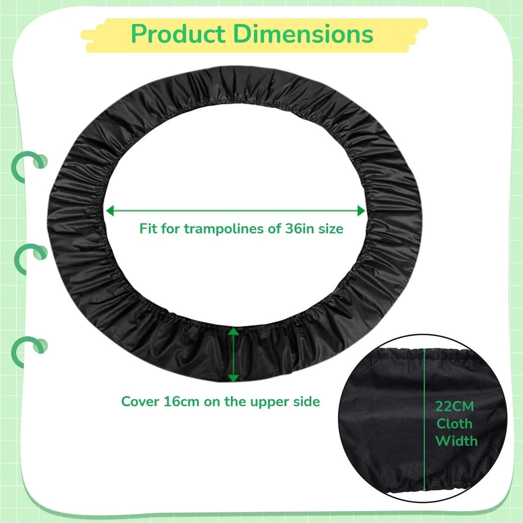 Round Trampoline Spring Cover Black 600D Oxford Cloth Waterproof Cover B974117
