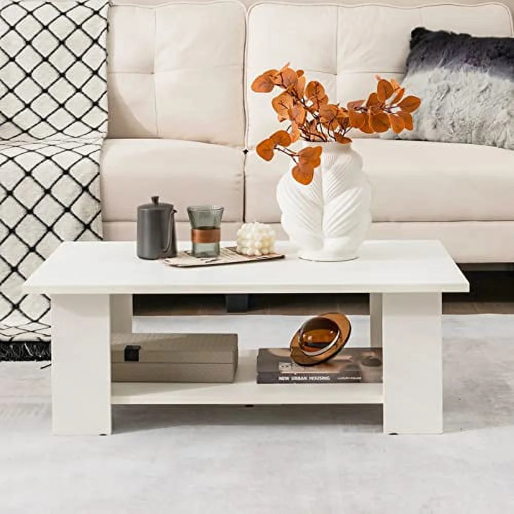 White Coffee Table with Storage X7073