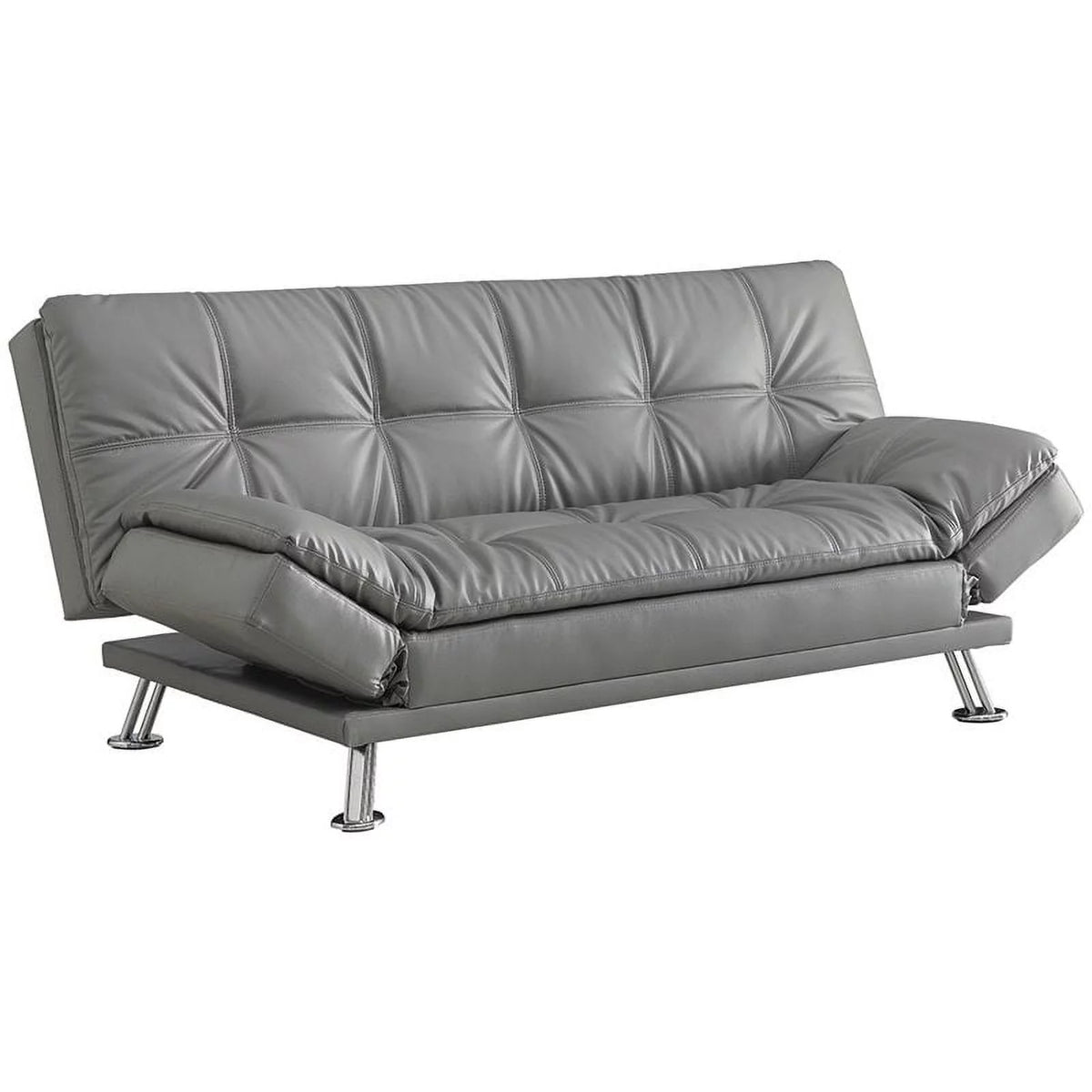Dark Gray Faux Leather Tufted Sleeper Sofa R8964
