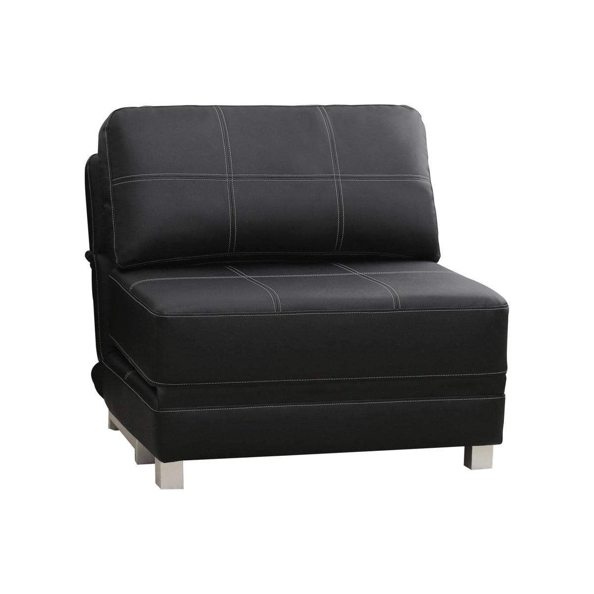 Black Faux Leather Convertible Futon Chair O329563