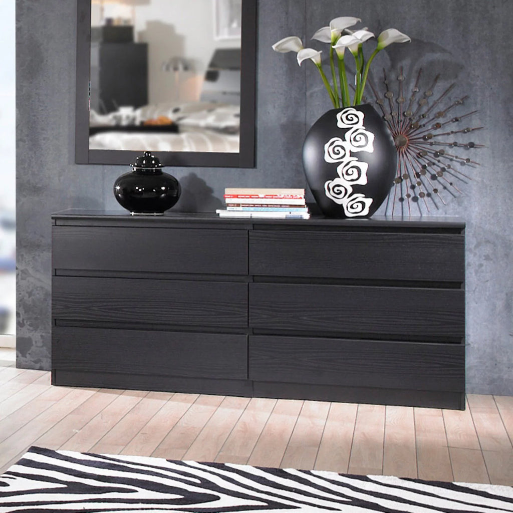 White High Gloss 6 Drawer Engineered Wood Dresser C815304