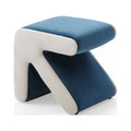 Blue+Beige Velvet Ottoman Footstool A66438
