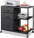 Black 3 Drawer Mobile File Cabinet with Open Storage Shelf M58880