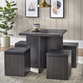 5-Piece Dining Set with Storage Ottoman J4055